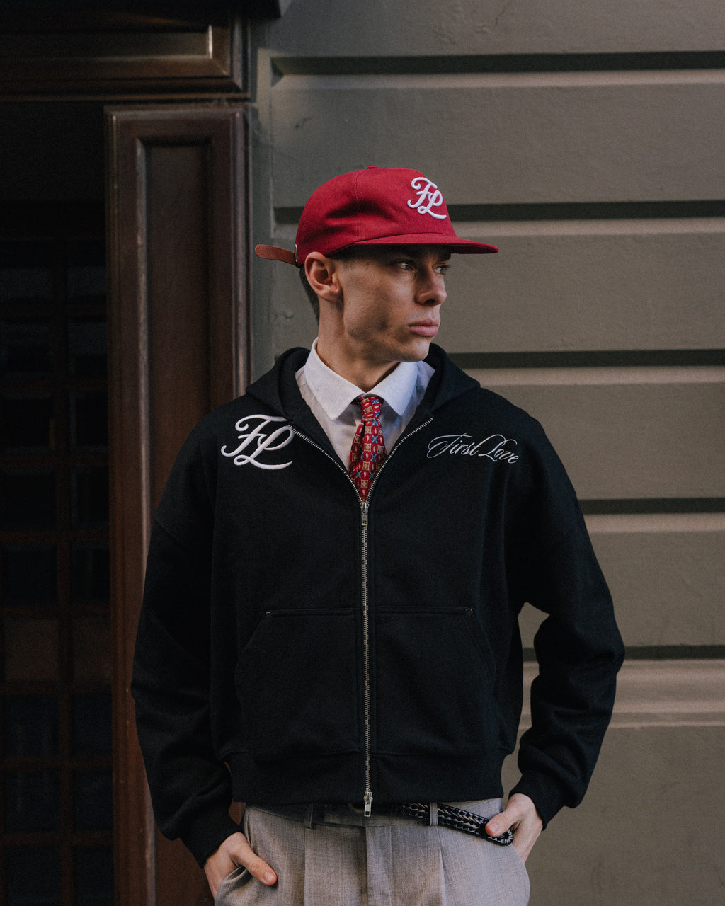 Burgundy cap on body
