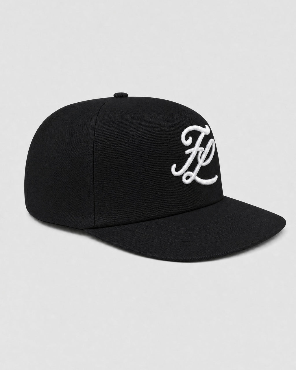 Black cap, three-quarter (colour render)