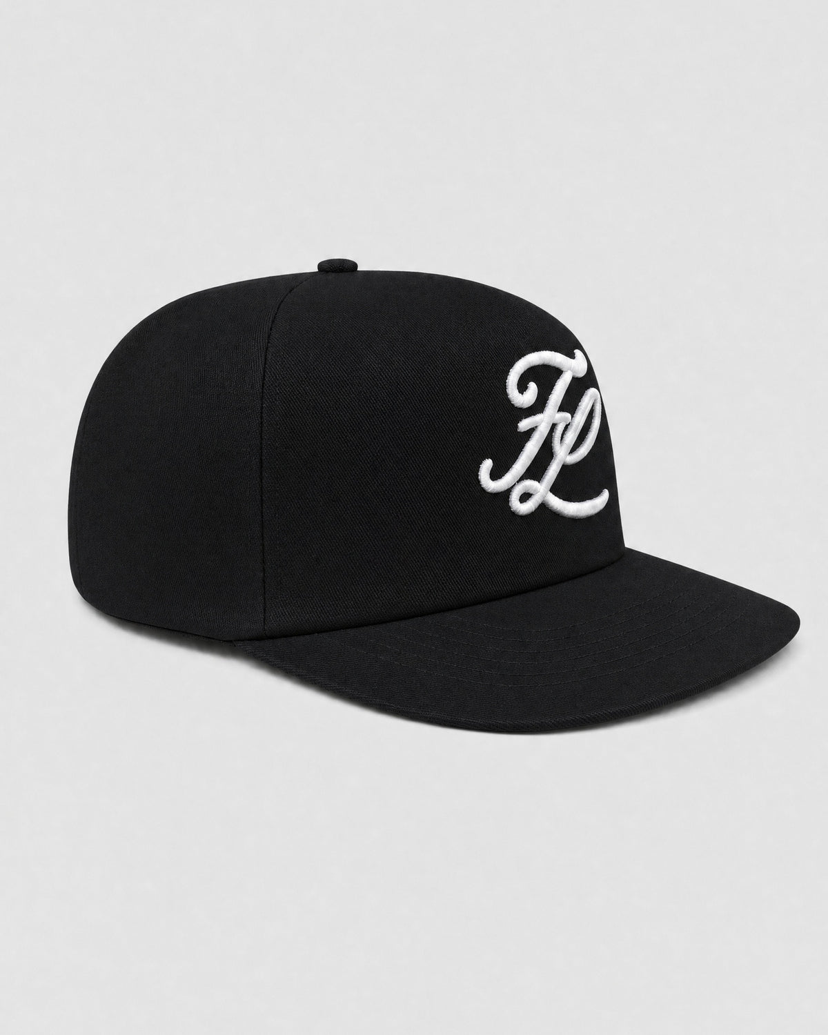 Black cap, three-quarter (colour render)