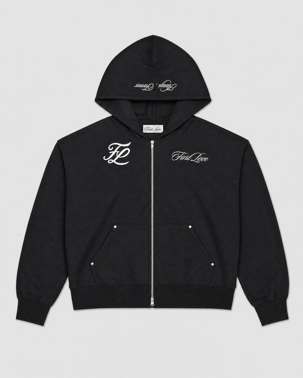 Black hoodie, front