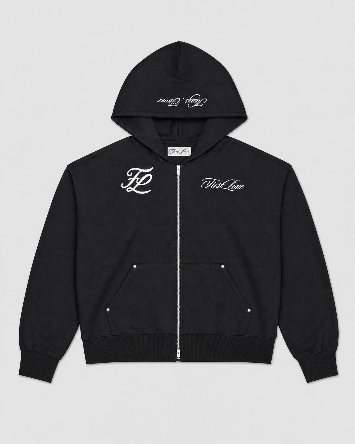 Black hoodie, front